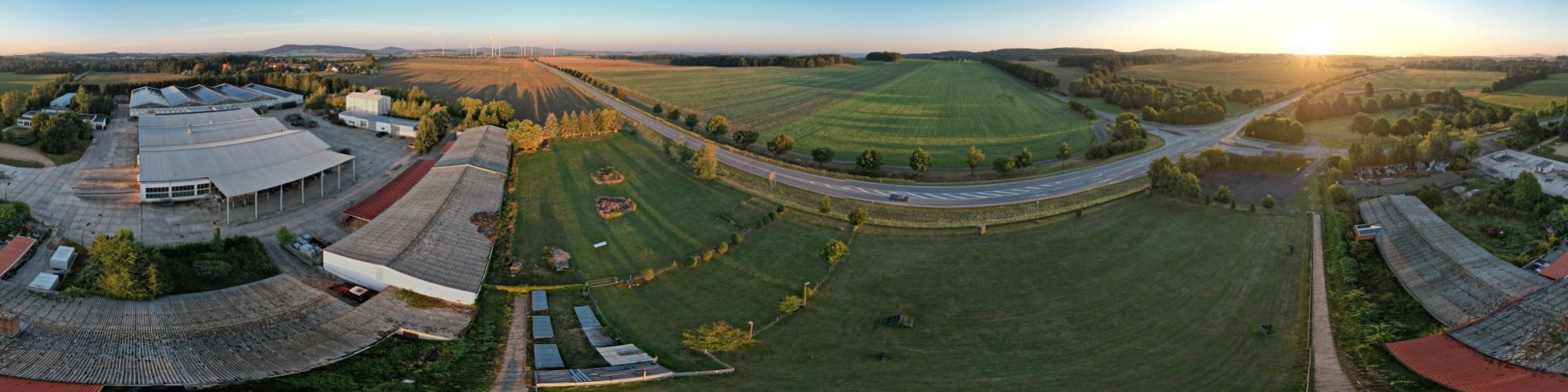 360-Grad-Panoramaaufnahme des Vereinsgeländes des HSV Reichenbach von oben